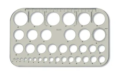 Produktbild von Schablone - Lochkreisschablone 4 - 40 mm/ 20cm Lineal - rauchfarbig