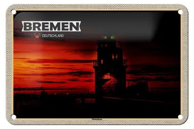 Produktbild von Blechschild Städte Bremen Deutschland Molenfeuer 18x12cm Dekoration