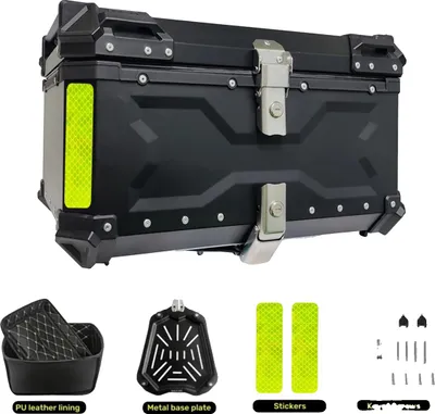 Image de Coffre arrière pour moto, capacité 65 L, ajustement universel, 65 L NOIR