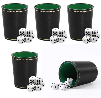 Produktbild von Hengbird Leder Würfelbecher Set mit 25 Würfeln, Schwarz