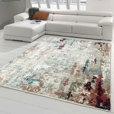 Produktbild von Abstrakter Seidenoptik Teppich | glänzend & weich | creme rot Größe - 133x190 cm