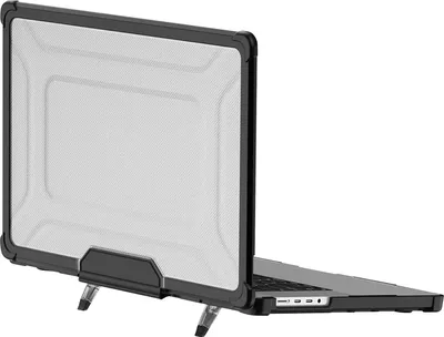 Zdjęcie produktu dla Avizar, twarde etui na MacBooka Pro 16" ze składaną podstawką, wytrzymałe, czarne