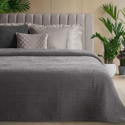 Produktbild von Tagesdecke GLORI mit Streifenmuster grau 170x210 cm