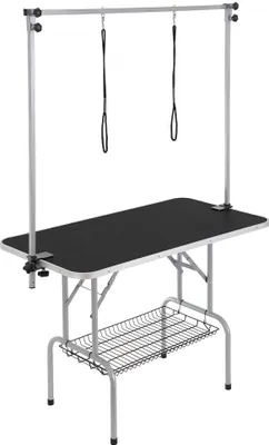 Immagine prodotto di Tavolo da toelettatura per cani con capacità di carico di 150 kg - Tavolo da rifinitura in acciaio inox 1300x617x1818 mm - Tavolo da tosatura pieghevole per bagno, rifinitura, asciugatura, spazzolatura - Tavolo da toelettatura per cani 1137,9x609,6 mm.