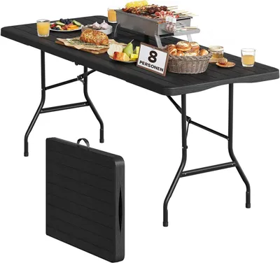 Produktbild von WOLTU Campingtisch, aus HDPE + Metall, 8 Personen, 180x74cm Schwarz