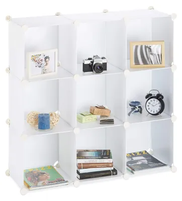 Würfelregal 9 Fächer Kunststoff 95x95x32 cm Weiß Raumteiler