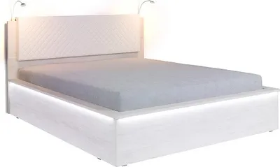 Produktbild von FURMEB24 | Modernes Doppelbett | DENVER 160x200 cm | Holzoptik, gepolstertes Kopfteil, Metallrahmen | LED-Streifen und LED-Lampe inklusive
