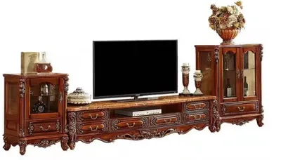 Immagine prodotto di Set classico in legno massello Robusto mobile TV Bassa Elegante vetrina