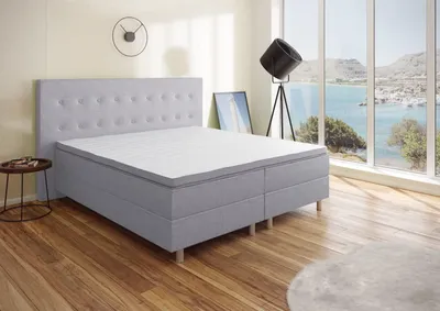 Produktbild von 4myBaby GmbH - Boxspringbett | Neo First Class Boxspringbett 200x200 |Boxspringbett mit Matratze | Polsterbett 200x200 mit Matratze| silber