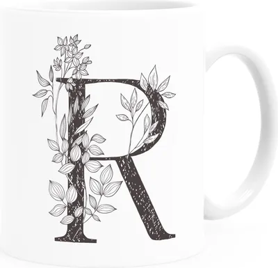 Produktbild von Kaffeetasse Monogramm Initiale Geschenk-Motiv Tasse personalisierte Namenstasse personalisierte Geschenke SpecialMe® R weiß Keramik-Tasse