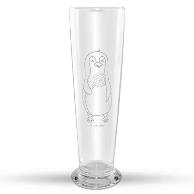 Produktbild von Mr. & Mrs. Panda Weizenglas Pinguin Lolli - Transparent - Geschenk, Mr Mrs, Heißhunger, Bierglas, Weißbierglas, Süßigkeiten, Naschen, Rabauke, Niedlich, Spruch, Bier Glas