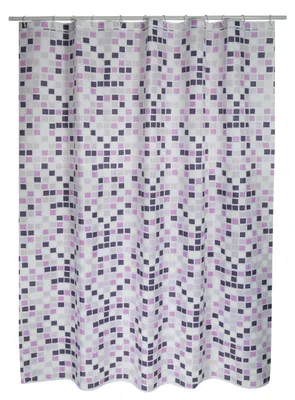 Zdjęcie produktu dla Zasłona prysznicowa MSV Polyester MOSAIKO, fioletowa, 180x200 cm