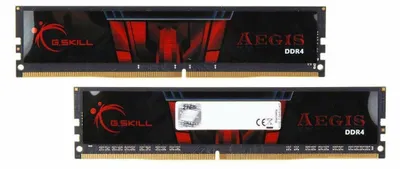 Imagen del producto de Módulo de memoria DIMM de 32 GB DDR4-2666 (2x 16 GB), kit dual (negro/rojo, modelo F4-2666C19D-32GIS, serie Aegis DDR4, compatible con INTEL XMP)