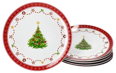 Obrázek produktu pro 6x Vánoční sen dort talíř porcelán 6 osob dezertní talíř Vánoce