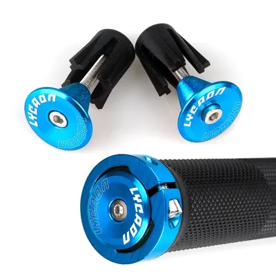 Imagen del producto de Puños para bicicleta antideslizantes, de goma, con sistema de fijación de aluminio, para bicicleta de montaña, BMX o de carretera, juego de 2 unidades
