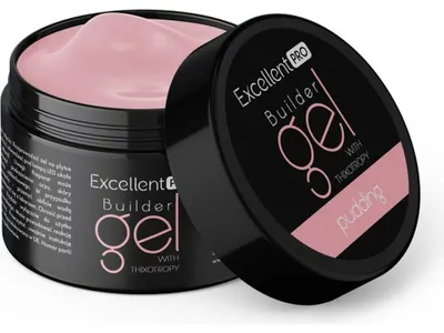 Obrázek produktu pro Excellent PRO | Builder Gel Thixo Puding 15g - Béžový - Samovyhlazující - Vysoce krycí - Ideální pro modeláž nehtů