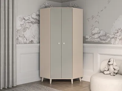 Obrázek produktu pro Rohová šatní skříň 80 cm do dětského pokoje OLIVIA - béžová / šedá