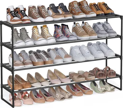 Produktbild von Schuhregal 4 Ebenen aus Metall – 25–30 Paar – 30 x 117 x 75 cm