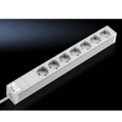 Zdjęcie produktu dla Rittal DK7240.210, 7 x gniazdo sieciowe, Typ D, 250 V, 16 A, Biały, Aluminium