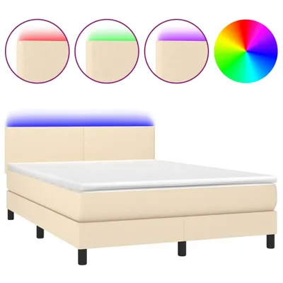 Produktbild von Boxspringbett mit Matratze & LED Creme 140x200 cm Stoff