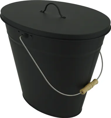 Produktbild von Valo Ascheeimer oval mit Deckel, 24 Liter, Schwarz, Hitzebeständig