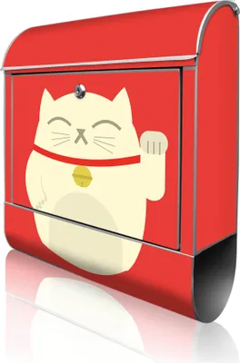 Zdjęcie produktu dla banjado design skrzynka na listy stalowa srebrna z przegrodą na gazety malowana proszkowo "Manekineko" 38x46x12,5cm & 2 klucze - Skrzynka pocztowa A4 z materiałem montażowym [BK 11799]