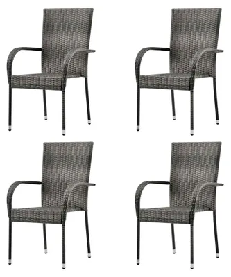 Produktbild von Stapelbare Gartenstühle aus Polyrattan - Modern und Stabil - 4er Set