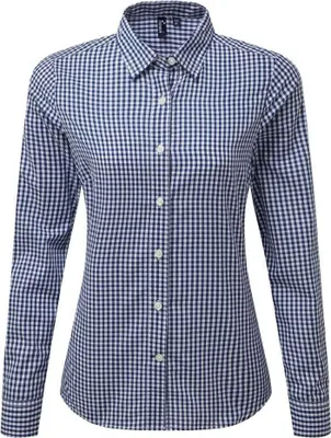 Image de Chemise « Maxton » pour femmes à manches longues LT4981 (M) (bleu marine/blanc)