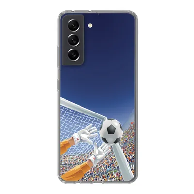 Produktbild von MuchoWow® Handyhülle Schutzhülle Hülle für Samsung Galaxy S21 FE Eine Illustration eines Torwarts, der den Fußball stoppt - Junge - Mädchen - Kind Silikon Softcase Handy Hülle - Mobiltelefonhülle