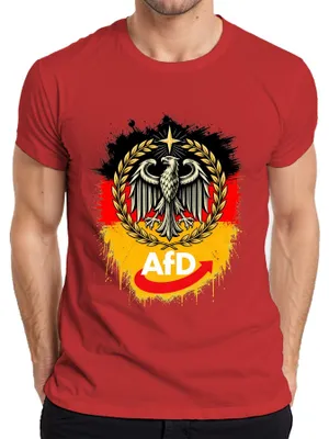 Obrázok produktu pre Tričko s nápisom "AfD Deutschland Patriot Bundesadler Schwarz", čierna farba, s sarkastickým vyjadrením, pánske, červená farba, veľkosť S