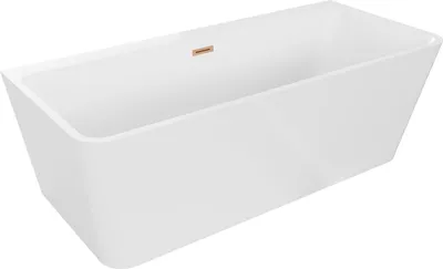 Immagine prodotto di Mexen Volta vasca da bagno freestanding a parete 170 x 75 cm, bianca, troppopieno rame spazzolato - 51131707500-65