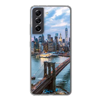 Produktbild von MuchoWow® Handyhülle Schutzhülle Hülle für Samsung Galaxy S21 FE New York - Brooklyn Bridge - Boot Silikon Softcase Handy Hülle - Mobiltelefonhülle