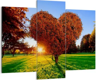 Produktbild von Bild auf Leinwand - Leinwandbild - Baum Park Frühling Herz - 130x100cm - Wand Bild - Wanddeko - Leinwanddruck - Bilder - Kunstdruck - Wanddekoration - Leinwand bilder - Wandkunst - CB130x100-2823