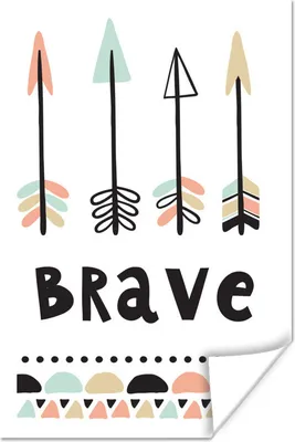 Produktbild von MuchoWow® Poster Zitate - Mutig - Pfeile - Kinder 40x60 cm - Plakate für die Wand - Poster Babyzimmer