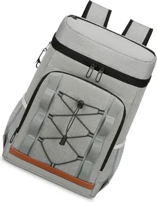 Produktbild von Kühlrucksack für Outdoor-Picknicks – wasserfest, großes Volumen, in hellgrau mit,(20 Stück Mindestbestellmenge für individuelle Logo-Anpassung)