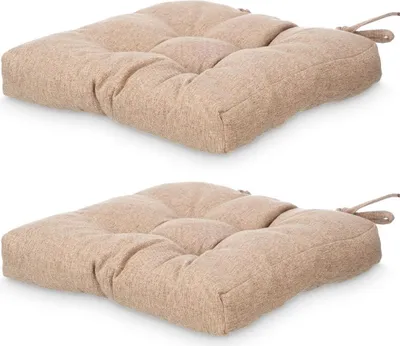 Obrázek produktu pro Sedáky na židle s prošíváním a šňůrkami, 40 × 40 cm, hnědá barva