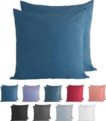 Produktbild von Komfortec 100% Baumwolle Kissenbezüge 2er Set 80x80 cm, Superweicher Premium Jersey Kopfkissenbezug 150 g/m², Kissenhülle, Tiefseeblau