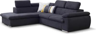 Zdjęcie produktu dla FURNLUX Viera sofa narożna czarno-srebrna 271cm / Kolor główny: Czarny / Wymiary: 271 x 96 x 221 cm