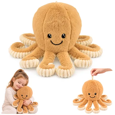 Produktbild von Plüsch-Oktopus, Kuscheltier mit elastischen Tentakeln, Beige, 50 cm