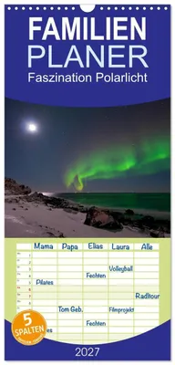 Produktbild von Familienplaner 2027 - Faszination Polarlicht mit 5 Spalten (Wandkalender, 21 x 45 cm) CALVENDO