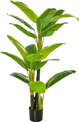 Produktbild von HOMCOM künstliche Pflanzen 150 cm künstlicher Bananen Baum Kunstpflanze Zimmerpflanze Dekopflanze Büropflanze Kunststofftopf für drinnen und draußen