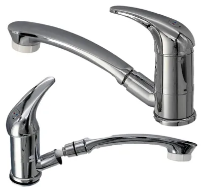 Produktbild von Wasserhahn Einhebelmischer Roma mit ausziehbarer Dusche + Schalter Wohnmobil Wohnwagen Caravan chrom