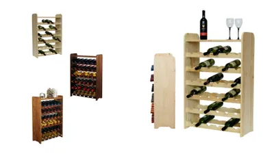 Produktbild von MODO24 Weinregal aus Holz, Flaschenregal, Massivholz Kiefer, 36 Flaschen, 63x87x25 cm, Weinständer, Stehend Weinschrank, Kellerregal, Natur, RW31