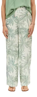 Produktbild von s.Oliver Damen Hose – Wide Leg, Satin, All-Over-Print, Elastikbund