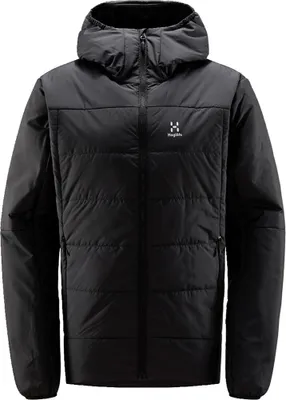 A black hooded jacket shown from the front.