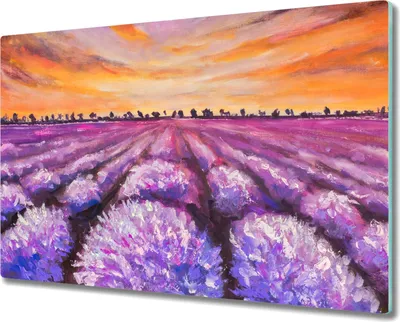 Produktbild von Coloray Hackbrett Kochplattenabdeckung Herdabdeckplatte 80x52 cm Schneidebrett Küchenbrett - Lavendelfeld Sonnenuntergang
