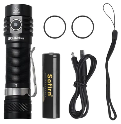 Obrázok produktu pre LED baterka – SC18 – 1800 lúmenov – LED SST40 – nabíjateľná cez USB-C – batéria 18650 – vodotesná – čierna