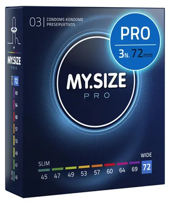 Immagine prodotto di MY.SIZE PRO Preservativi Elite taglia 8, 72 mm, XXXL, 3 preservativi, vestibilità perfetta e dimensioni adatte a tutti