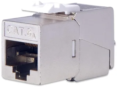 Produktbild von Digitus CAT 6A Keystone Modul, geschirmt mit intelligentem Kabelmanager, Set (24 Stück), Silber, -10 - 60 °C, 14,5 x 35,3 x 19,5 mm, 19 g, 24 Stück(e), China
