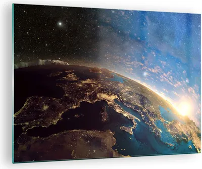 Produktbild von Bilder auf glas - Kosmos Erde - 70x50cm - Glasbilder - Wandbilder - Bilder - Kunstdruck - zum Aufhängen bereit - Wanddekoration aus Glas - Glas Bilder - Wandbild auf Glas - Einteilig - GAA70x50-3809